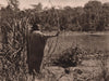 An old Chimane/Tsimané with bow and arrow. Bolivia 1928 vintage print