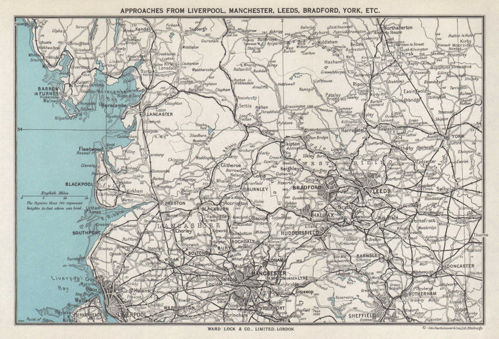 LANCASHIRE & YORKSHIRE. Liverpool Manchester Leeds Blackpool Ribble 1964 map