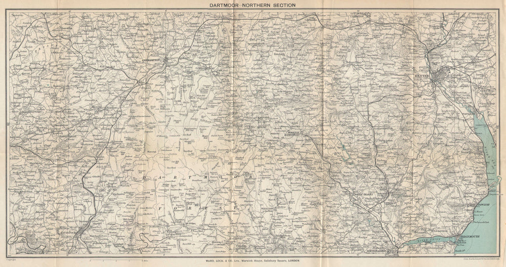 DARTMOOR NORTH. Chagford Okehampton Exeter Tavistock. Devon. WARD LOCK 1934 map