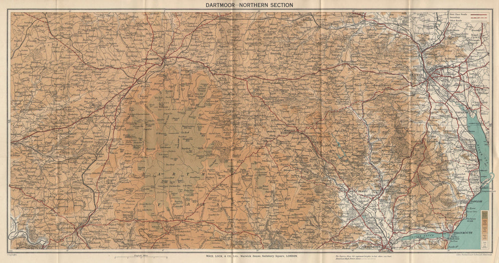 DARTMOOR NORTH. Chagford Okehampton Exeter Tavistock. Devon. WARD LOCK 1938 map