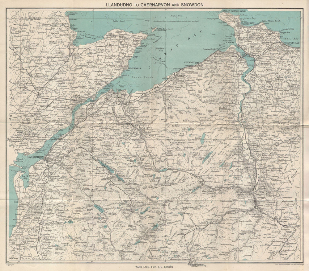 NW WALES. Llandudno Caernarvon Snowdonia Anglesey Bangor. WARD LOCK 1951 map