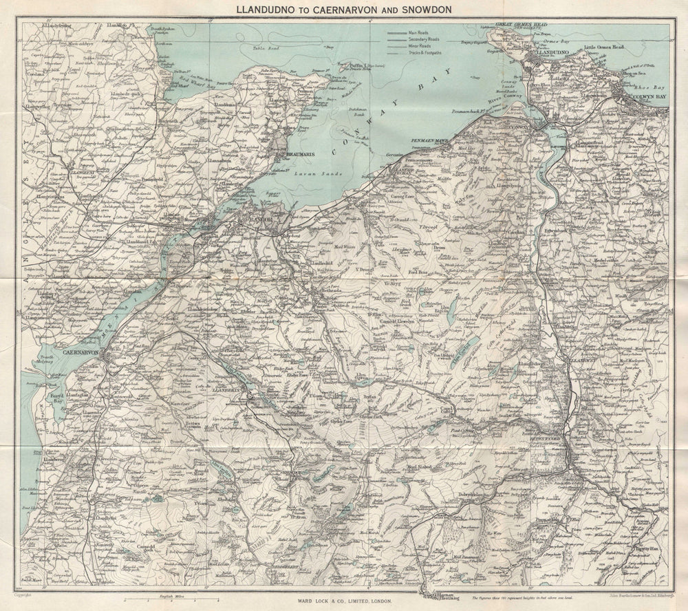 NW WALES. Llandudno Caernarvon Snowdonia Anglesey Bangor. WARD LOCK 1961 map