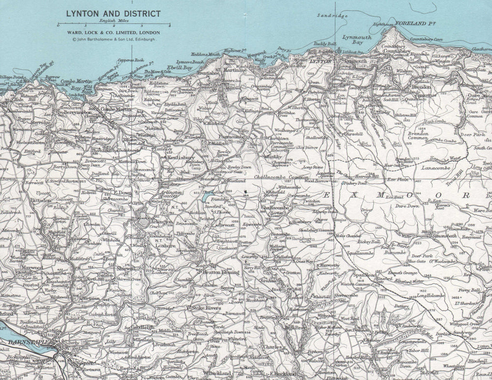 LYNTON & DISTRICT vintage tourist map Exmoor Barnstaple Devon WARD LOCK 1968