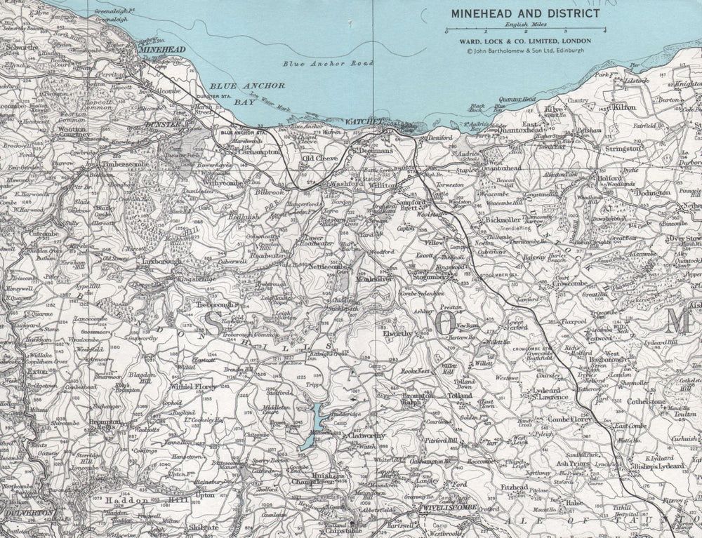 MINEHEAD & DISTRICT. Exmoor Brendon Hills Watchet. Somerset. WARD LOCK 1968 map