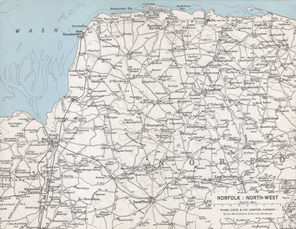 NORFOLK NORTH WEST COAST. King's Lynn Hunstanton Swaffham. WARD LOCK 1971 map