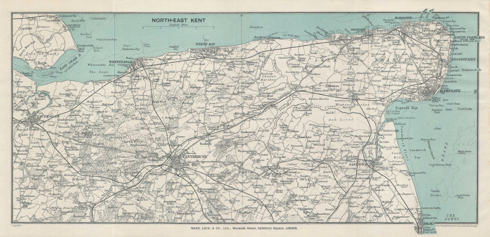 NORTH-EAST KENT. Thanet Faversham Canterbury Sandwich Ramsgate Margate 1937 map