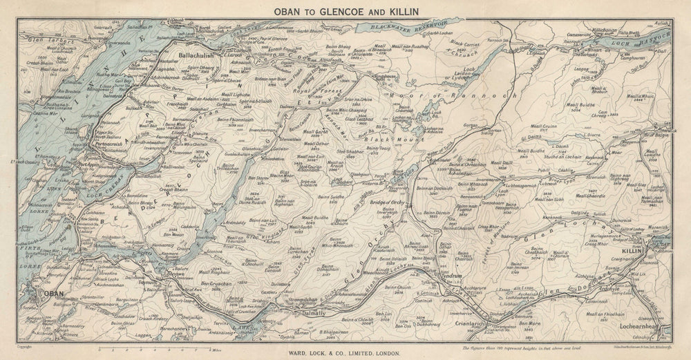 OBAN & LORNE. Glencoe Killin. Argyll & Bute Scotland. WARD LOCK 1950 old map