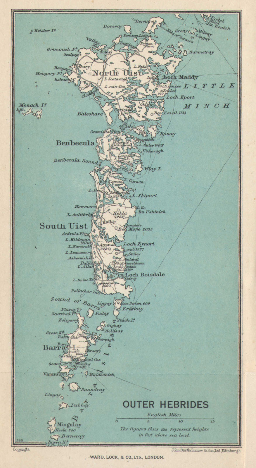 OUTER HEBRIDES North Uist South Uist Barra Benbecula Scotland WARD LOCK 1947 map