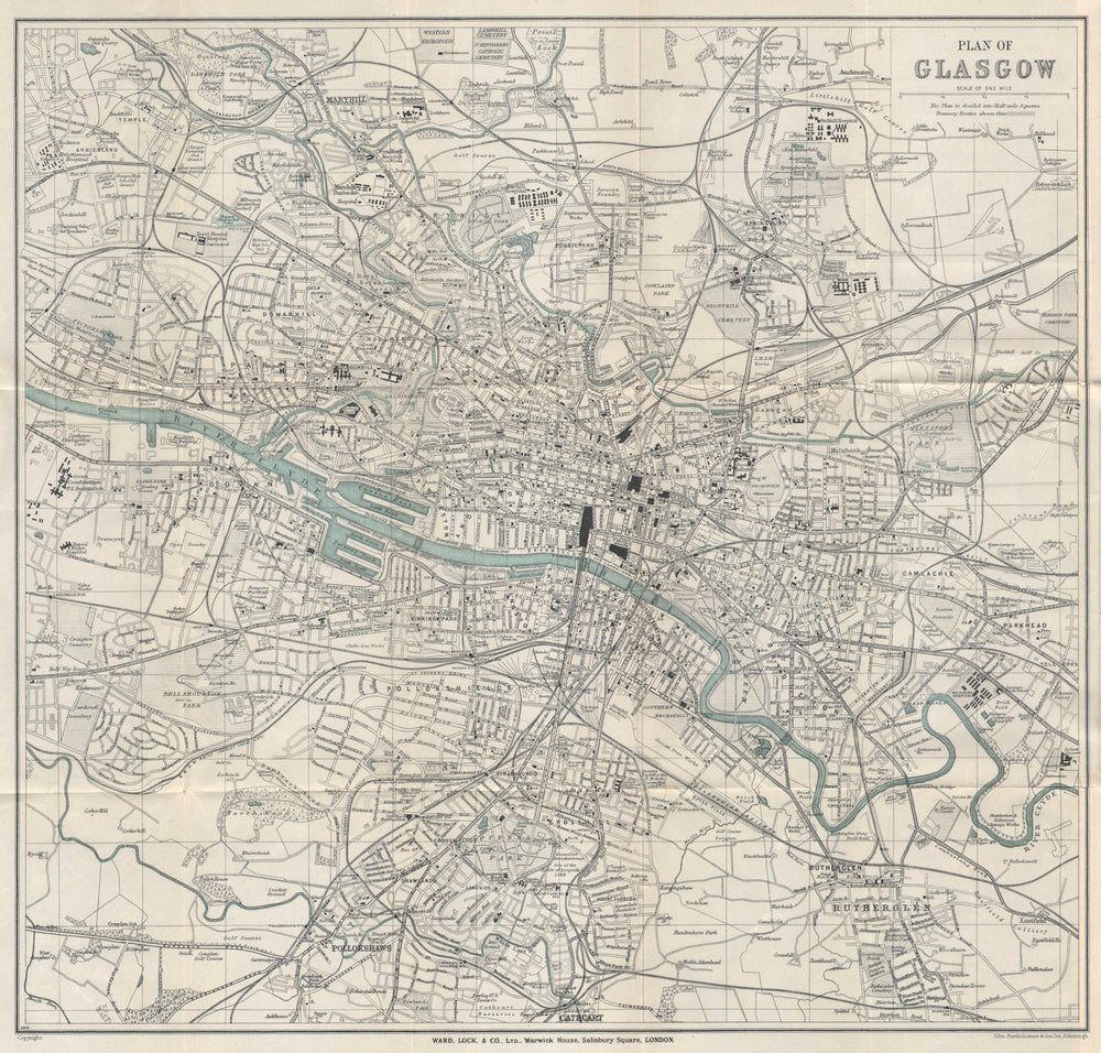 GLASGOW vintage tourist town city plan. Scotland. WARD LOCK 1931 old map
