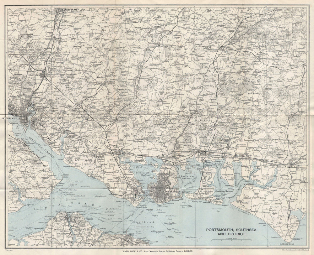 SOUTH HAMPSHIRE Portsmouth Southampton Solent Chichester. WARD LOCK 1935 map
