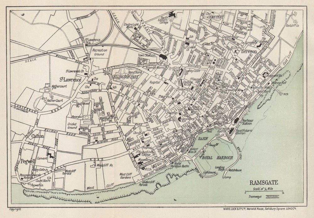 RAMSGATE vintage tourist town city resort plan. Kent. WARD LOCK 1919 old map