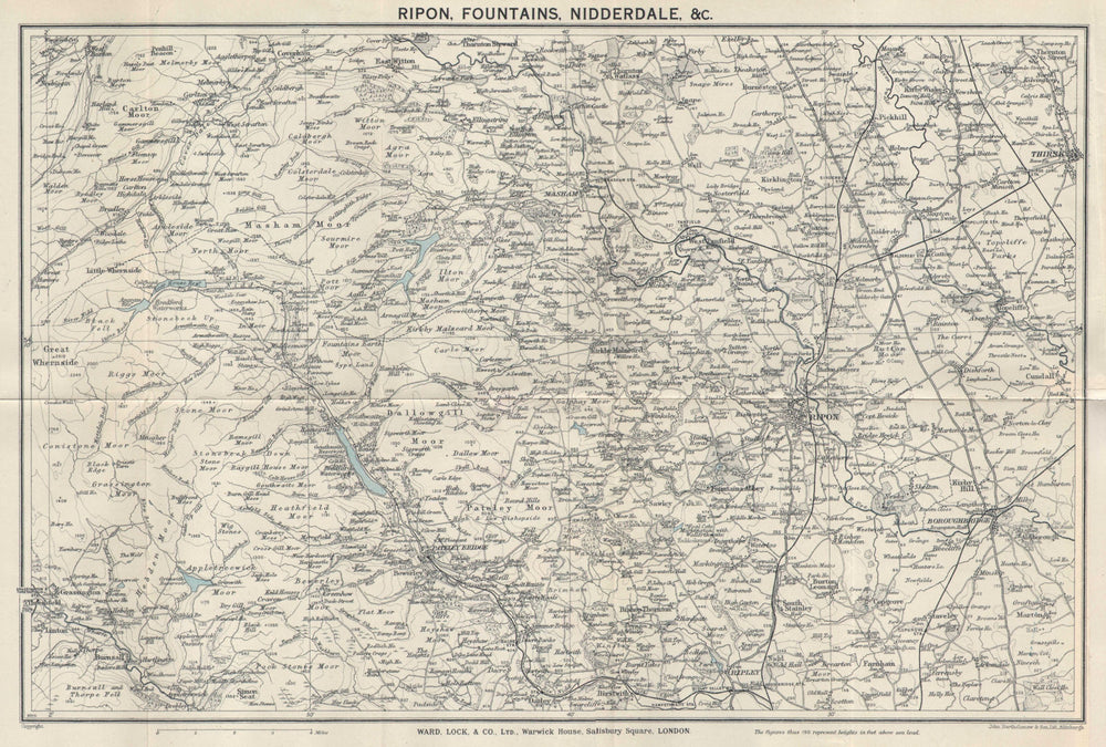 RIPON & NIDDERDALE vintage tourist map. Yorkshire Dales. WARD LOCK 1939