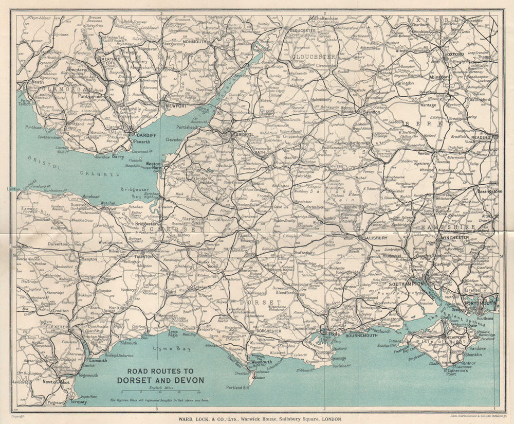 ROAD ROUTES TO DORSET & DEVON. Pre-motorways. South West England 1937 old map