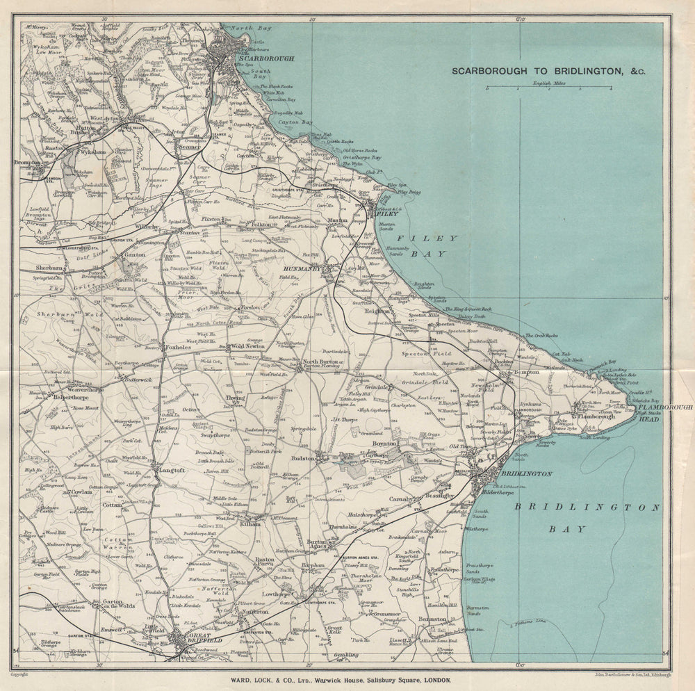 YORKSHIRE COAST Scarborough Filey Flambrough Head Bridlington WARD LOCK 1935 map