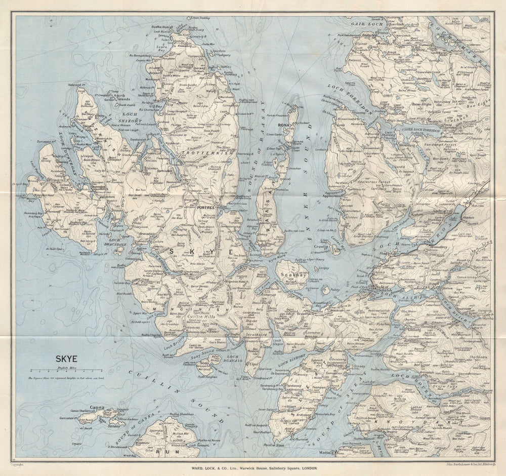 ISLE OF SKYE vintage tourist map. Scotland Highlands. WARD LOCK 1947 old