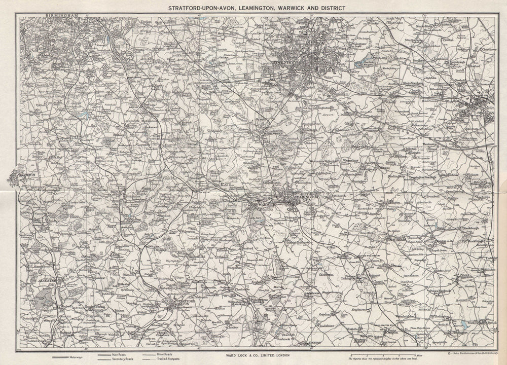 LEAMINGTON SPA, WARWICK area. Stratford-upon-Avon Birmingham Coventry 1962 map