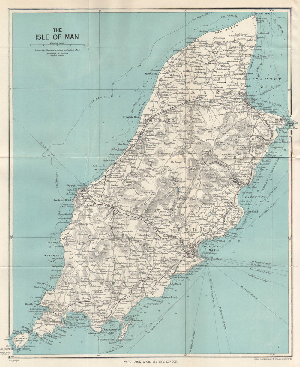 THE ISLE OF MAN vintage tourist map. Douglas Ramsey Peel. WARD LOCK 1962