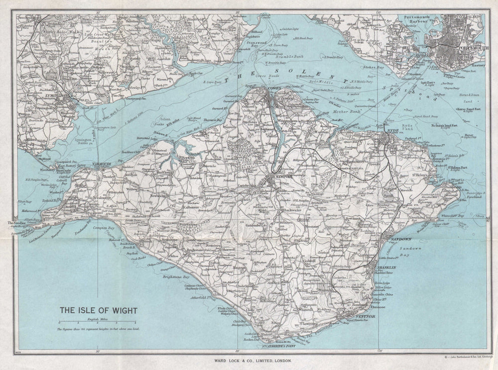 ISLE OF WIGHT showing complete railway network. Cowes Ryde. WARD LOCK 1967 map