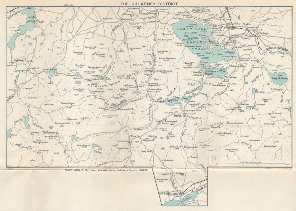KILLARNEY LAKES & district. Macgillycuddy's River. Ireland. WARD LOCK 1936 map