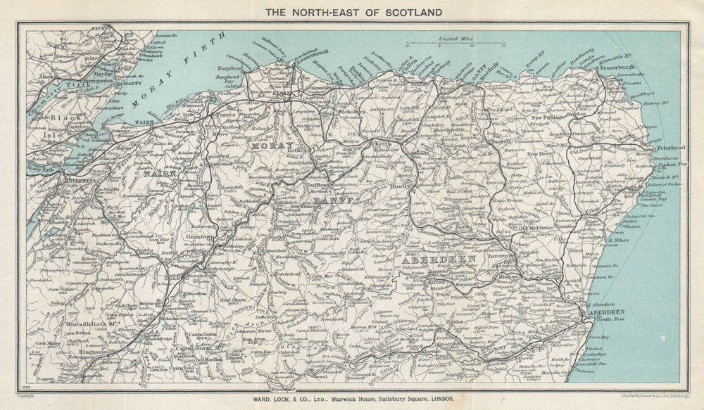 SCOTLAND NORTH-EAST vintage tourist map. Scottish Highlands. WARD LOCK 1934