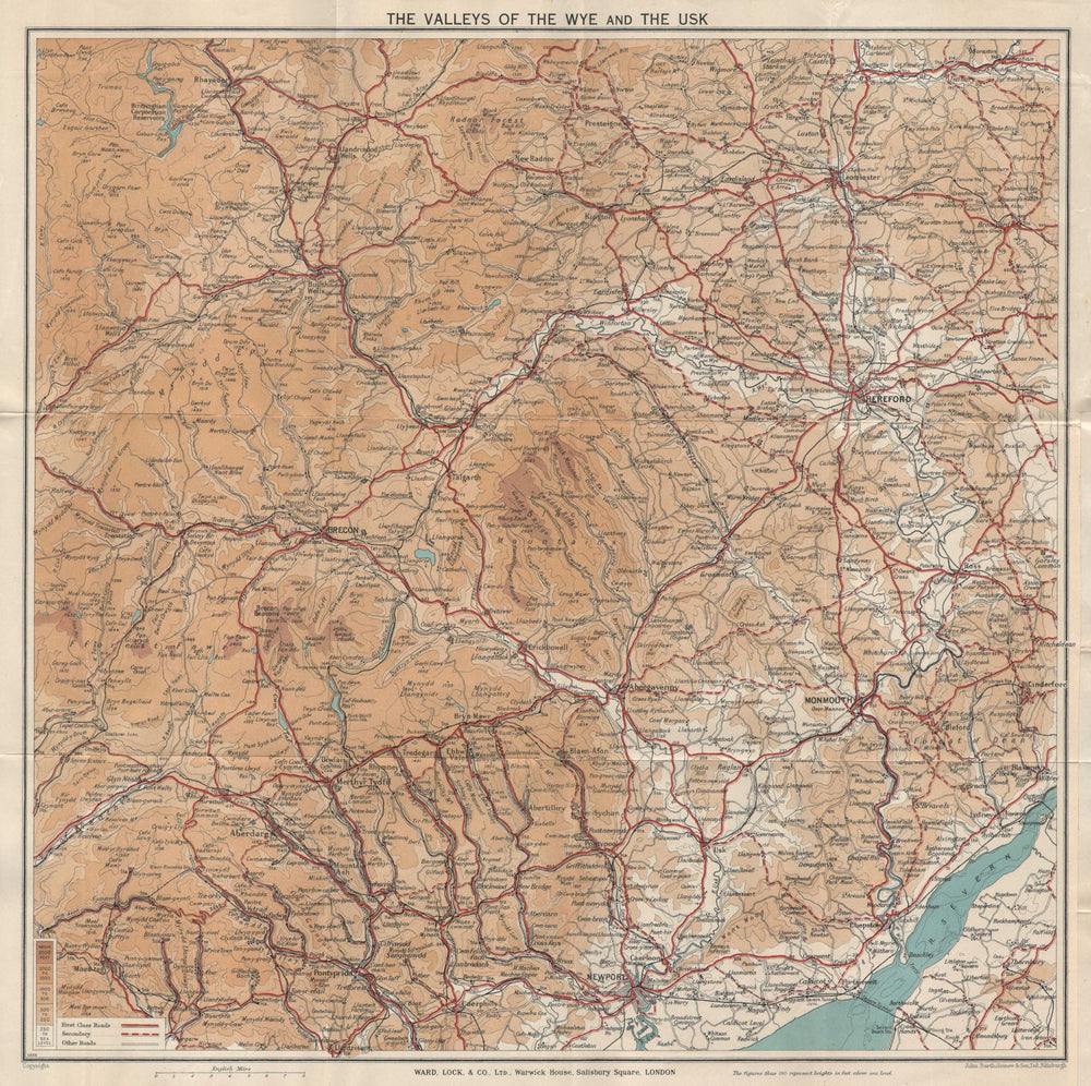 WYE & USK VALLEYS. Newport Monmouth Merthyr Tydfil Hereford Pontypridd 1939 map