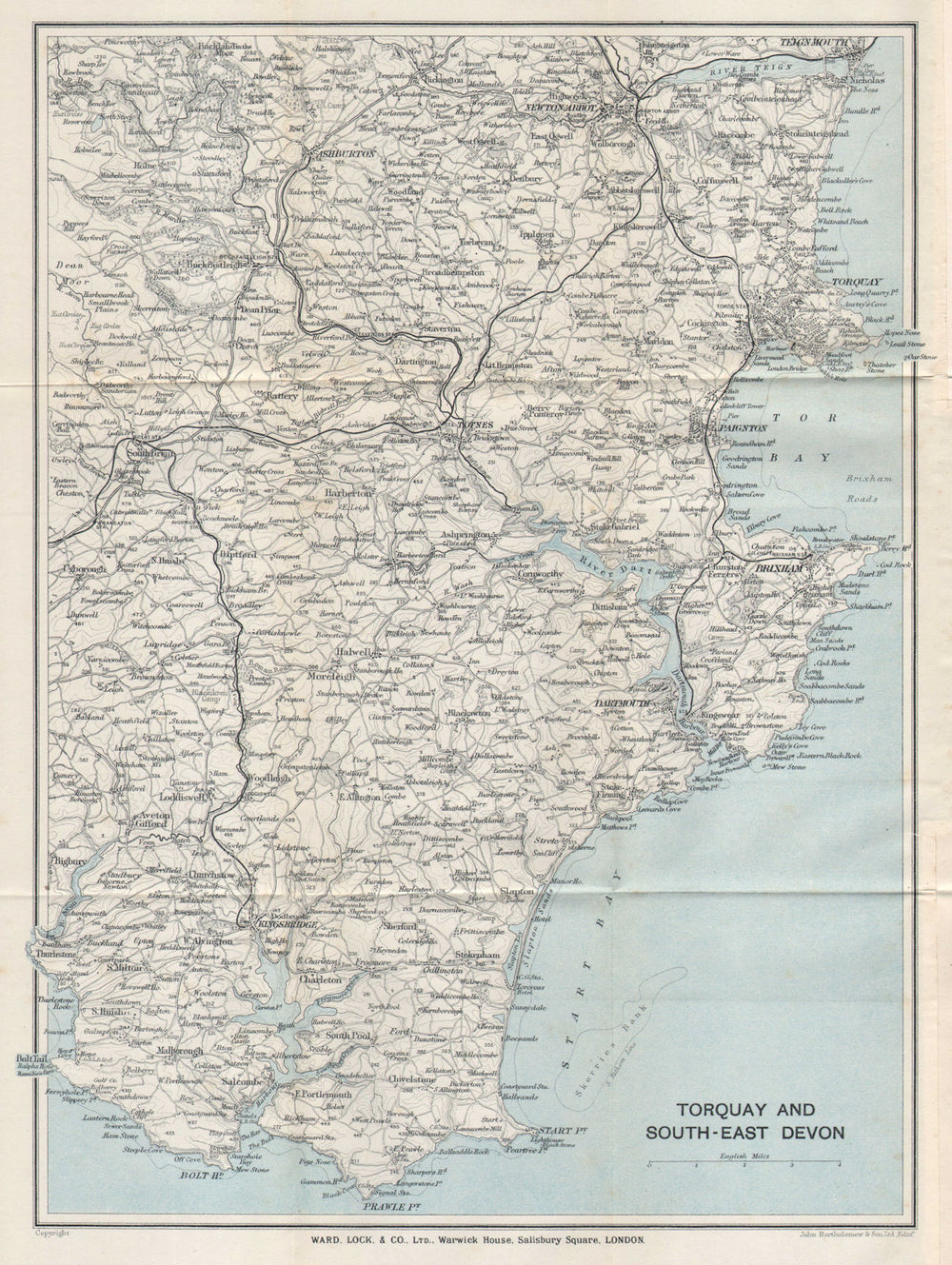 SOUTH HAMS & TORBAY Paignton Brixham Totnes Salcombe Kingsbridge. Devon 1924 map