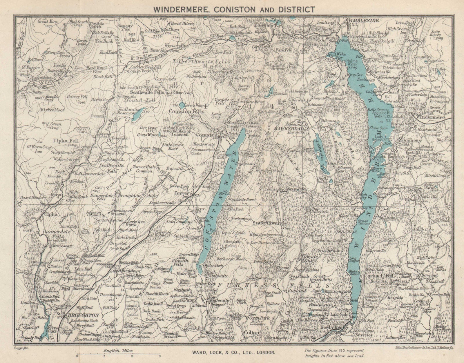 WINDERMERE & CONISTON WATER. Ambleside Cumbria Lake District. WARD LOCK ...