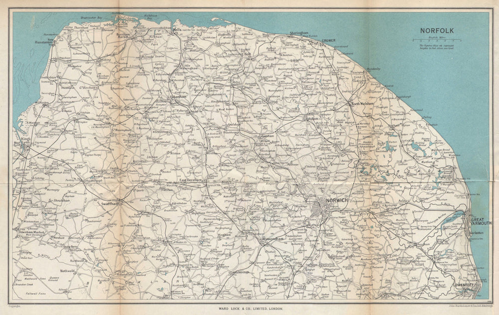 NORFOLK & the Broads. Norwich Great Yarmouth Cromer. WARD LOCK 1961 old map