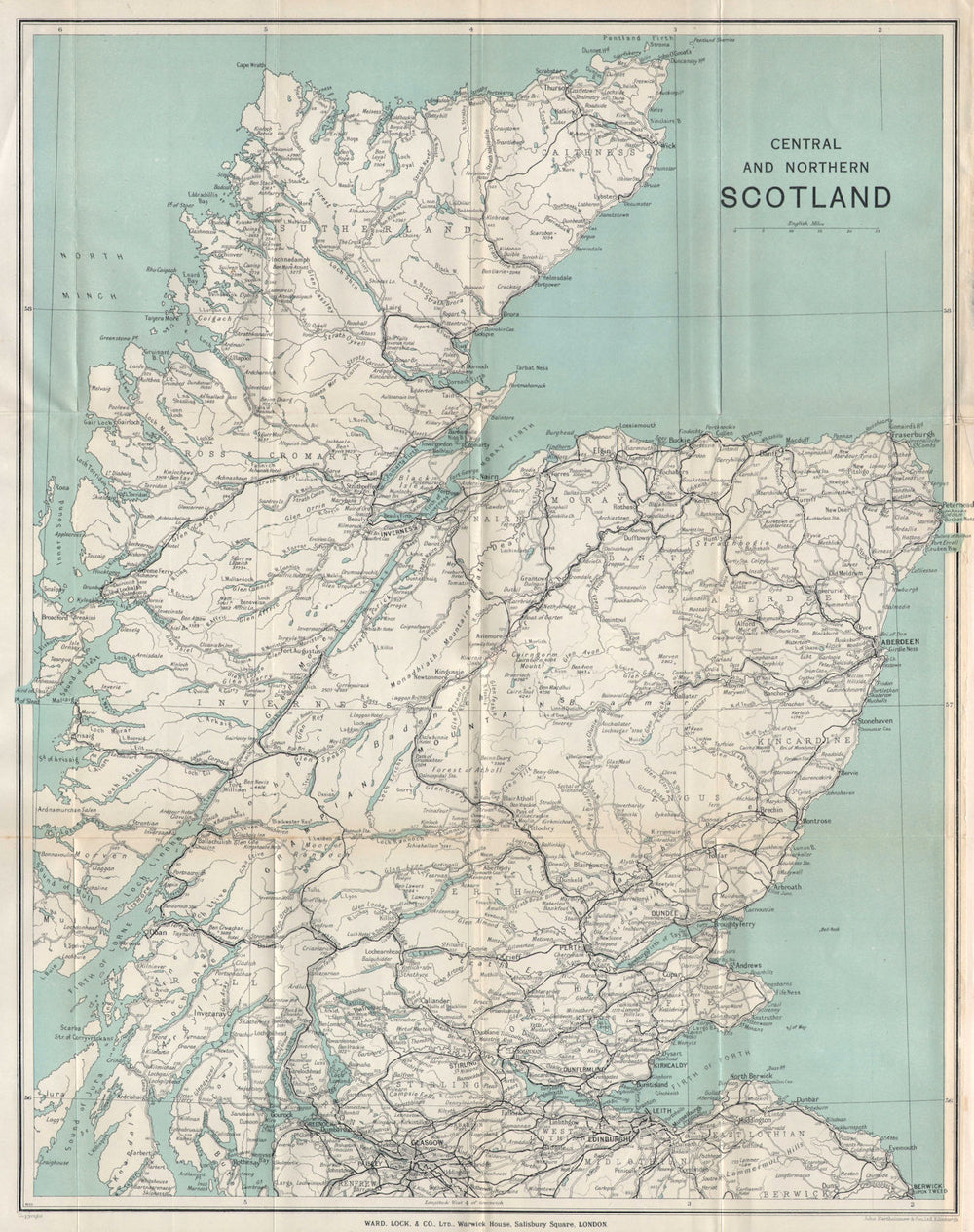 CENTRAL & NORTHERN SCOTLAND. Scottish Highlands. Railways. WARD LOCK 1937 map