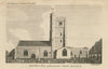 South-West View of Axminster Church, Devon 1792 old antique print picture
