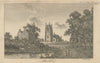 View of St. Leonards Church at Shirland, Derbyshire 1794 old antique print