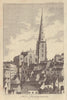 St Matthew's Church and part of the town of Walsall, Staffordshire 1795 print