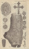 Carved Stag's Horn found at Guildford Surrey. Crucifix from Evesham Abbey 1797
