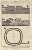 Two views & plan of the Military Work, Hunsbury Hill. Northampton 1798 print
