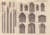 Specimens of ancient and modern church windows. England 1802 old antique print