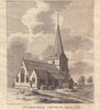 North east view of Holy Trinity Church in Cuckfield, Sussex 1808 old print