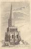 Salisbury Cathedral Bell Tower, Wiltshire 1819 old antique print picture