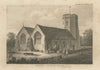 View of St Luke's Church in Hodnet, Shropshire 1821 old antique print picture