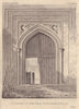 View of the doorway of the hall of Eltham Palace, London 1822 old print
