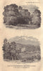 Views of Willimoteswick and Bothal Castles, Northumberland 1822 old print