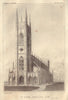 South west view of St Luke Church, Chelsea, London 1826 old antique print