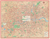 London Transport Central Buses map and list of routes. LEWIS 1968 old