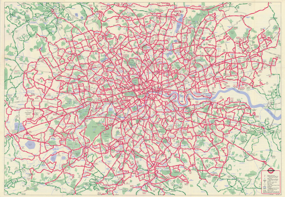 London Transport - London Buses map & list of routes. PENROSE #4 1971 old
