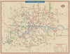 London Transport Trolleybus & Tram map of Routes. ELSTON. #1 1947 old