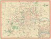 London Transport Trolleybus & Tram route map. HALE. January 1950 old