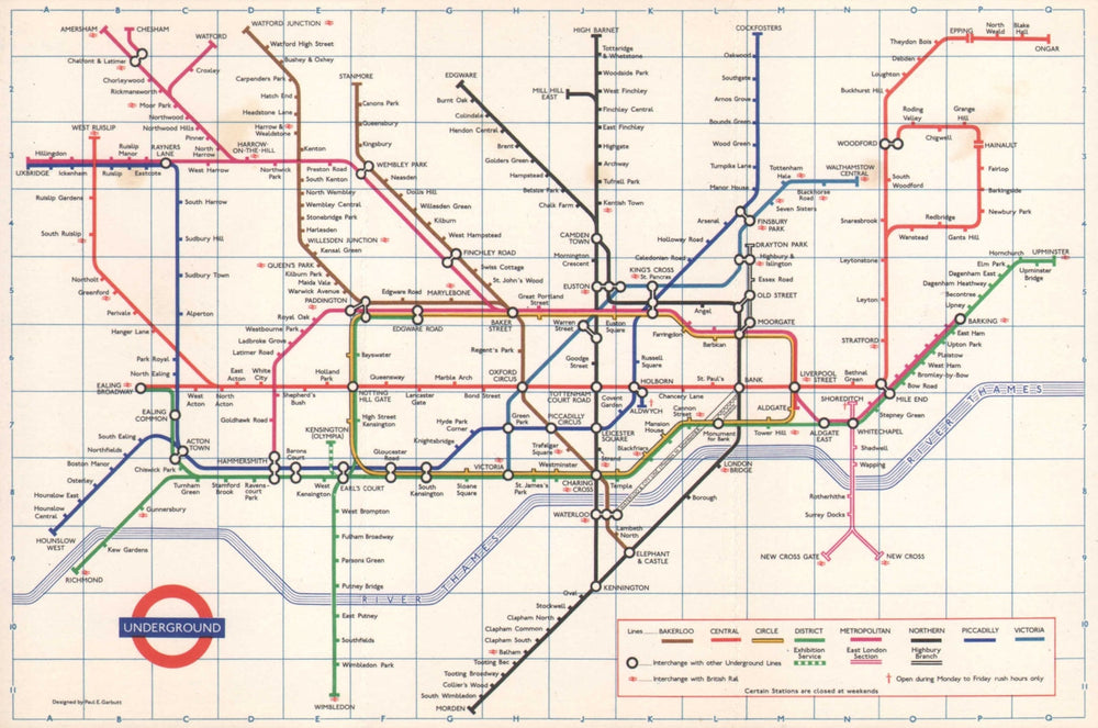 LONDON UNDERGROUND tube map plan. Victoria Line open to Victoria. GARBUTT 1971