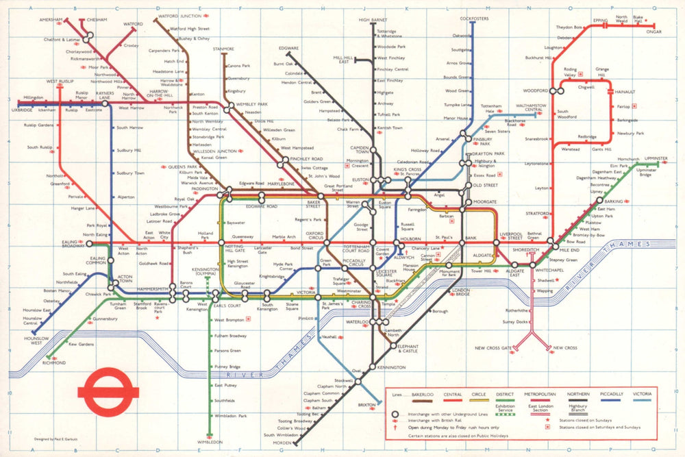 LONDON UNDERGROUND tube map plan. Victoria Line complete. PAUL GARBUTT #2 1972