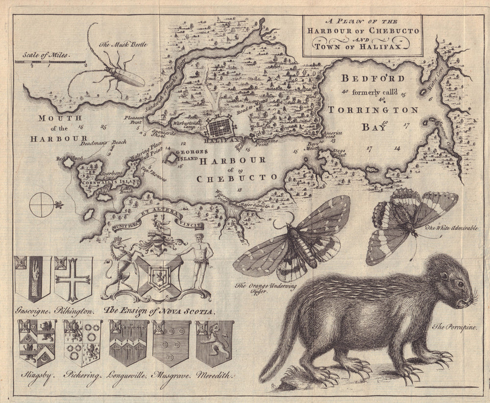 A Plan of the Harbour of Chebucto & Town of Halifax. Canada. GENTS MAG 1750 map