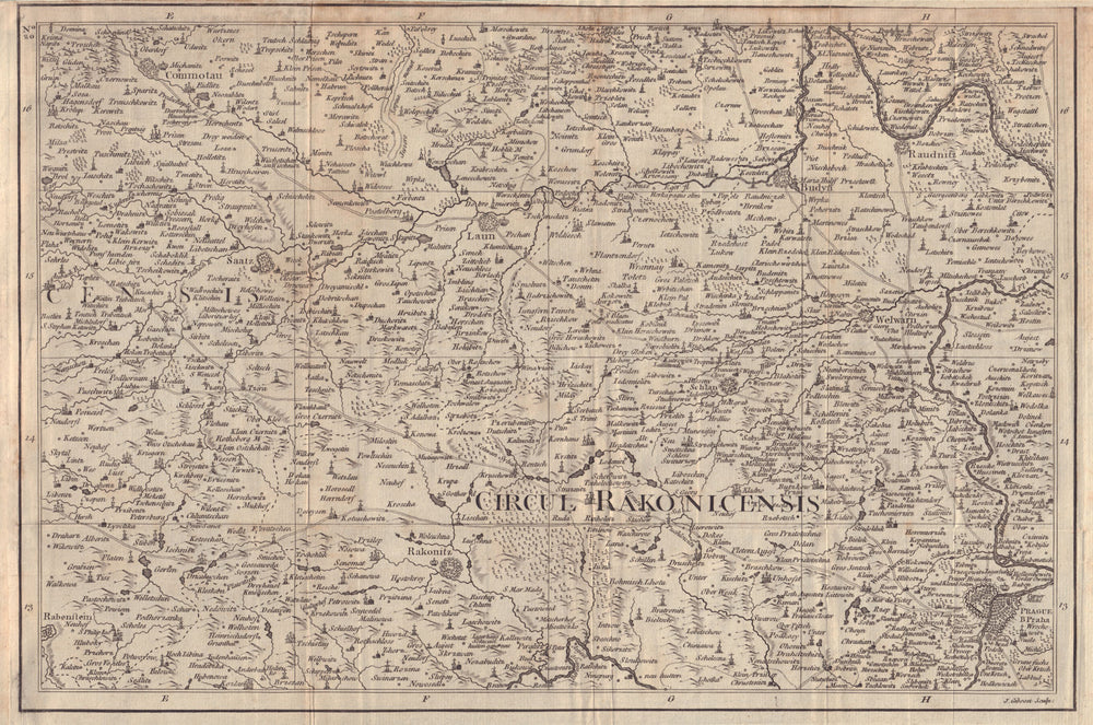 NW Bohemia. Prague Zatec Louny Rakovnik Chumtov Slany. Czechia. GIBSON 1760 map