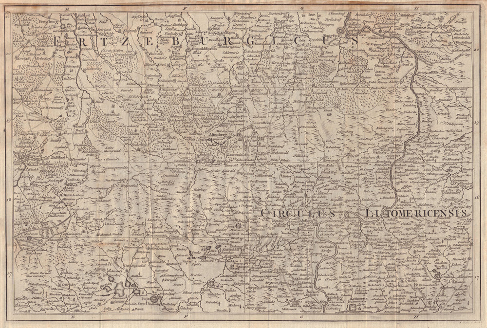 Czechia/Saxony. Litomerice Königstein Bilina Most Freiberg. GIBSON 1760 map